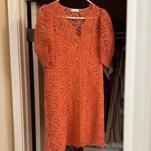 Sandro Terracotta Lace Top